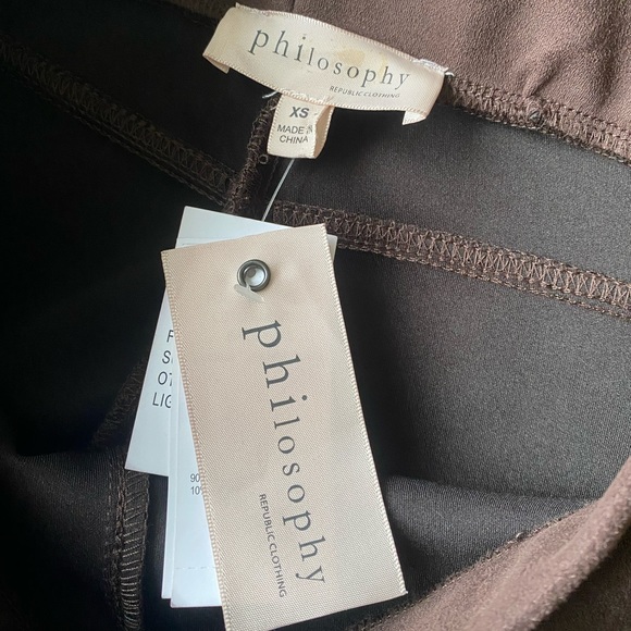 Philosophy faux suede chocolate brown leggings NWT size xs - Picture 4 of 6